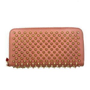 Christian Louboutin Panettone Zip Around Long Wallet Calf Leather Pink